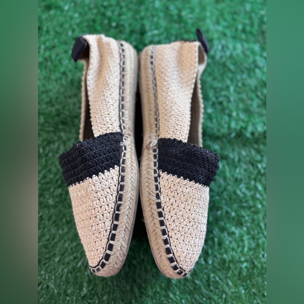 ZARA Beige and Black Woven Espadrilles Size 40